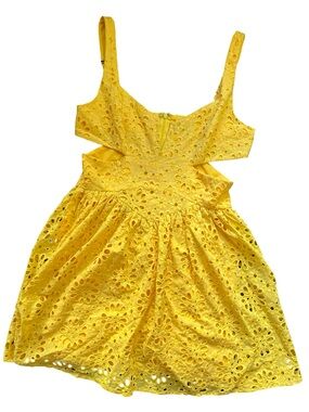 Vici Yellow Eyelet Floral Cutout Sundress Large